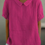 Wolla classic collared shirt in Dark Pink, front view