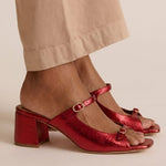 Marguerite golden mule heel sandal in Dark Red, view 4
