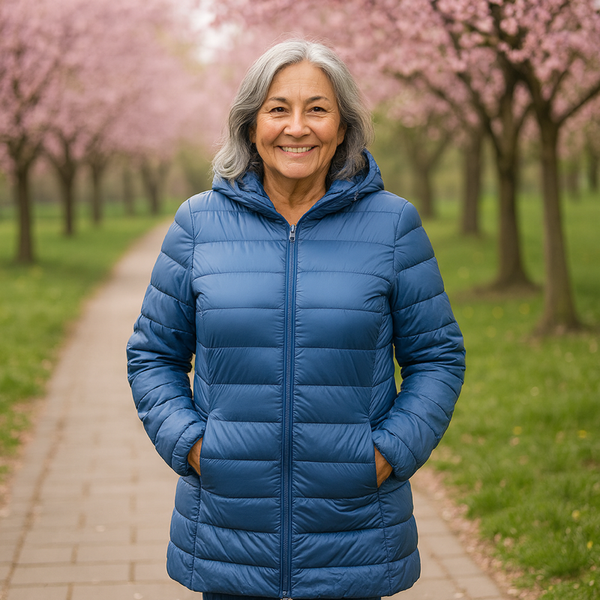 Helsa | Long Hooded Puffer Jacket in Indigo