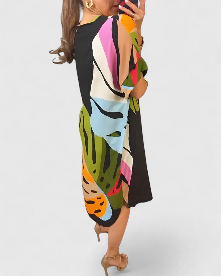 Cymarie Leaf Print Dress, view 6