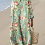 Anne floral print cotton summer dress, front view