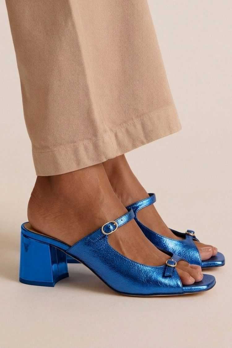 Marguerite golden mule heel sandal, view 12