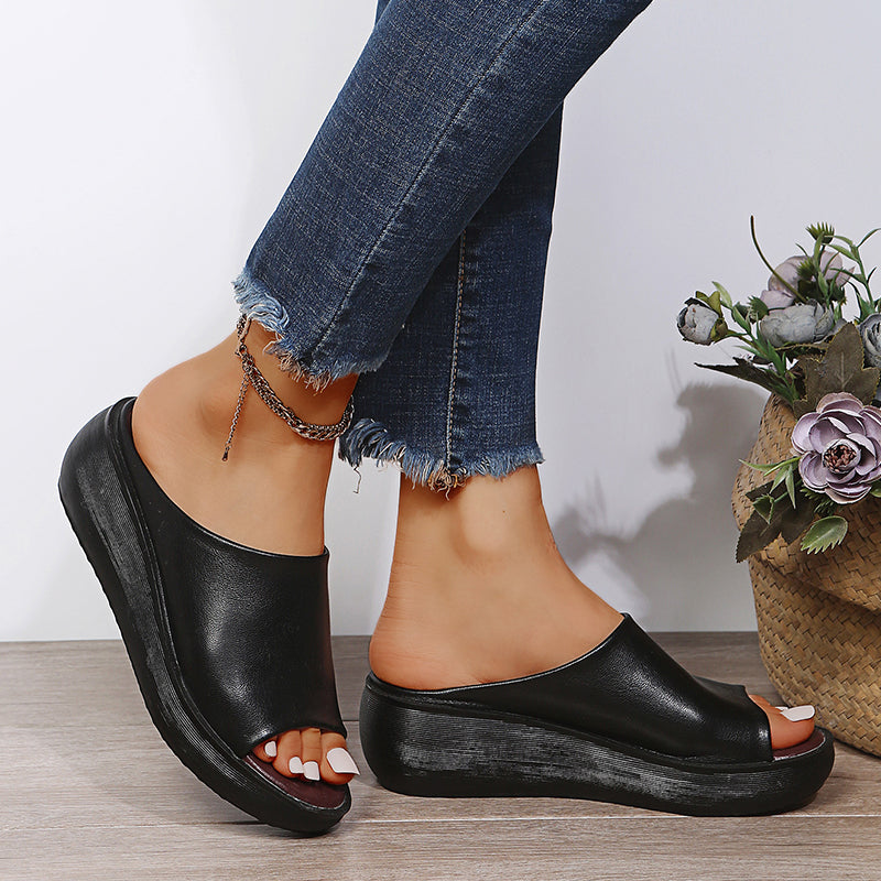 Elsie soft touch peep-toe slides, view 8