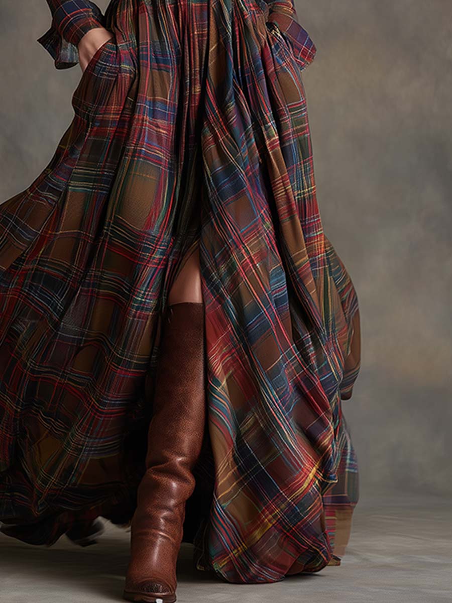 Mandy plaid belted shirt dress, view 6