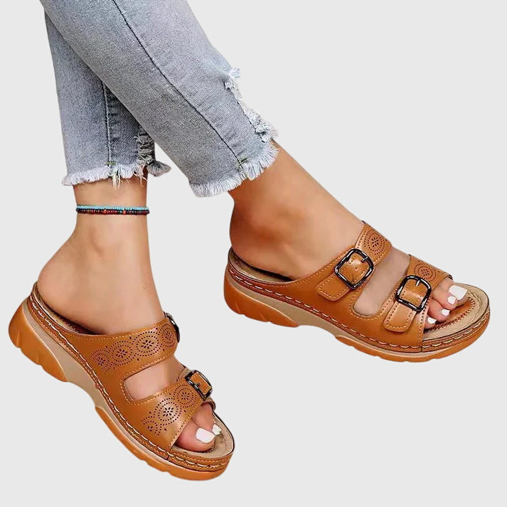 Diora Orthopaedic Leather Wedge Sandals, view 5