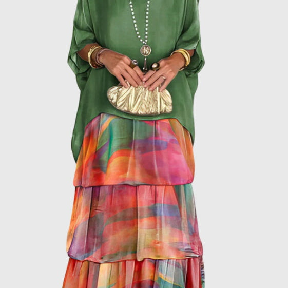 Susan long flowing elegant maxi dress in Multicolour, view 6
