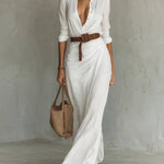 Amira elegant wrap maxi dress in White, view 5