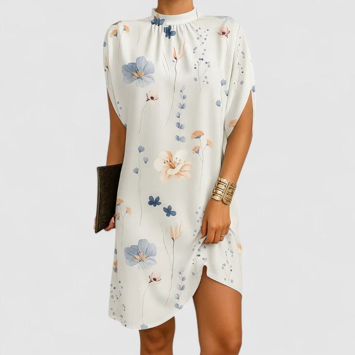 Larissa cut out shoulder dress in White Flowers, view 3