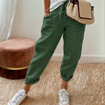Aria elegant loose-fit trousers in Green, view 4