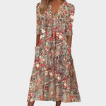 Queenie floral summer midi dress in Red, view 3