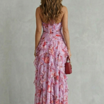 Belladina rose print halter maxi dress, view 5