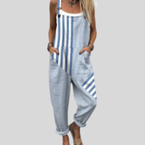 Blue and White Striped Dungarees, front view