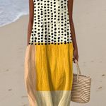 Leah polka colourblock midi dress in Multicolour, front view