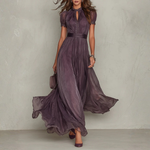 Vivienne lace trim chiffon maxi dress in Purple, view 2