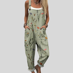 Sage Green Wildflower Dungarees, front view