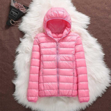 Metta pink hooded puffer jacket, view 2