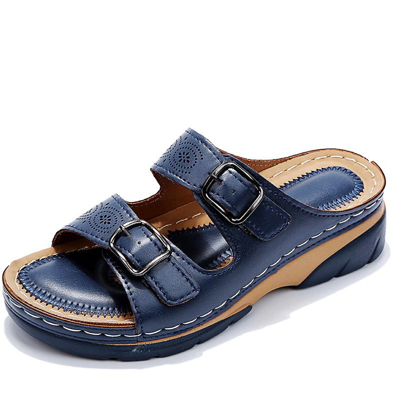 Alicia Orthopaedic Relief Sandals in Navy Blue, front view