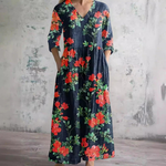 Wendy refined floral maxi dress in Black, front view