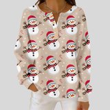 Julia | Beige Snowman Print Jumper