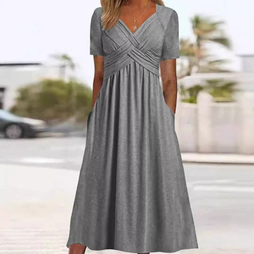 Hannah V-neck maxi dress in Grey, view 4