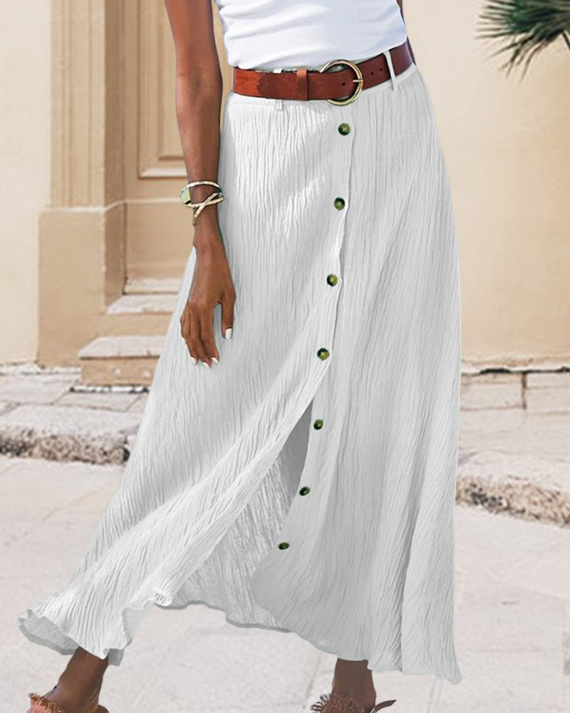 Marie button front flowing maxi skirt, view 9