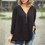 Lorelai chiffon zip blouse in Black, view 4