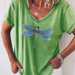 Estelle V-neck tee in Green, view 4