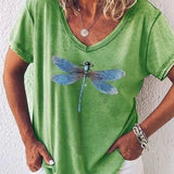 Estelle V-neck tee in Green, view 4