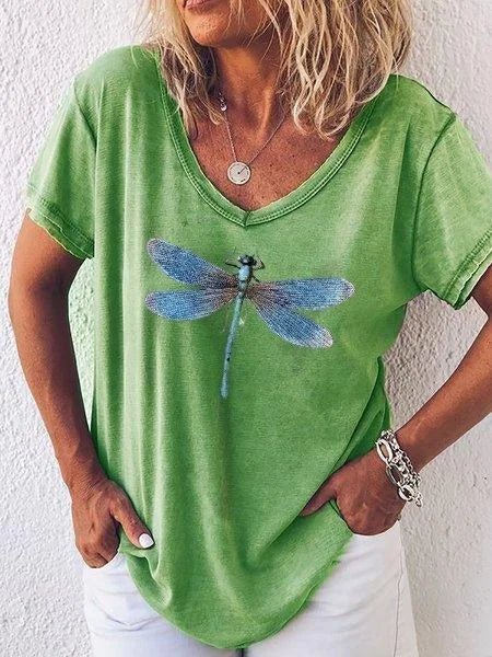 Estelle V-neck tee in Green, view 4