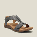 Lara Leather Strap Comfort Sandals in Grey, view 10