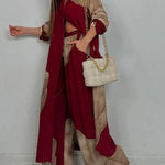 Moriel artistic print two-piece set in Bordeaux, view 3