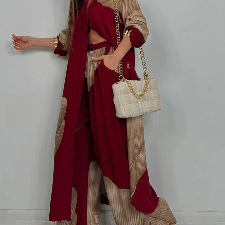 Moriel artistic print two-piece set in Bordeaux, view 3