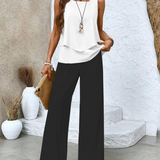 Sofia layered top and wide trousers set in Black, view 2