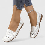 Riva perforated slip-on flats in White, view 3