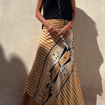High waisted striped maxi skirt in Yellow, front view