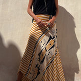 High waisted striped maxi skirt in Yellow, front view