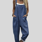 Denim Blue Textured Dot Dungarees, front view
