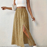 Paige floral print maxi skirt in Khaki, view 9