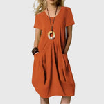 Naomi casual A line dress in Orange, front view