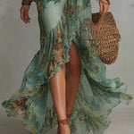 Aurora floral maxi dress with asymmetric hem, view 4