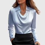 Zoe satin blouse in Light Blue, view 5