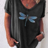 Estelle V-neck tee in Black, view 3