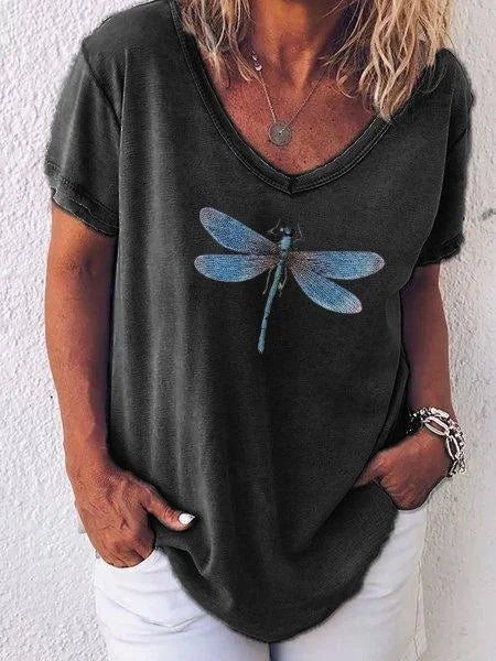 Estelle V-neck tee in Black, view 3