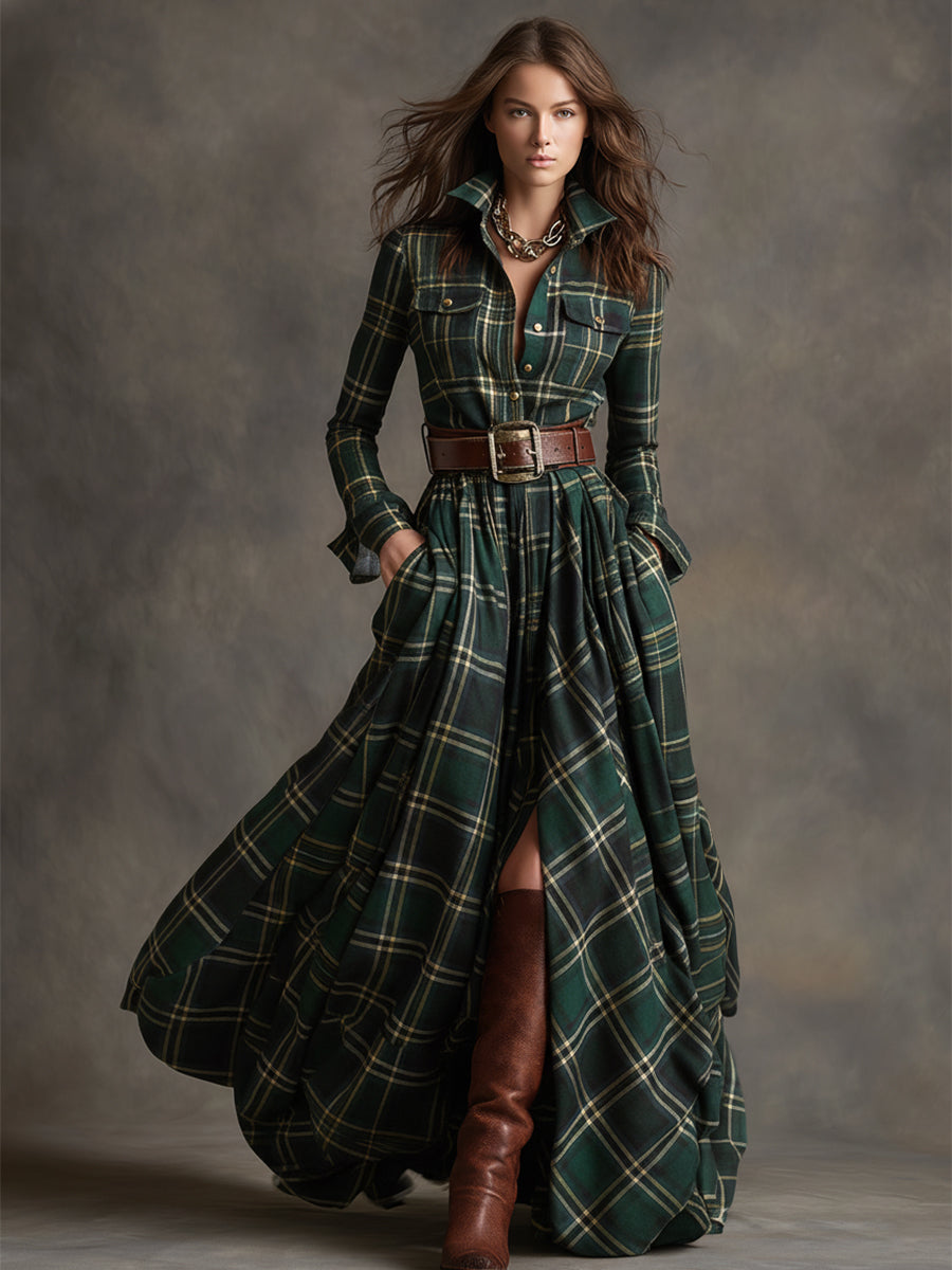 Mandy plaid belted shirt dress, view 11