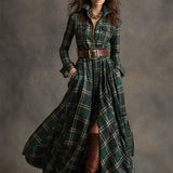 Mandy plaid belted shirt dress, view 11