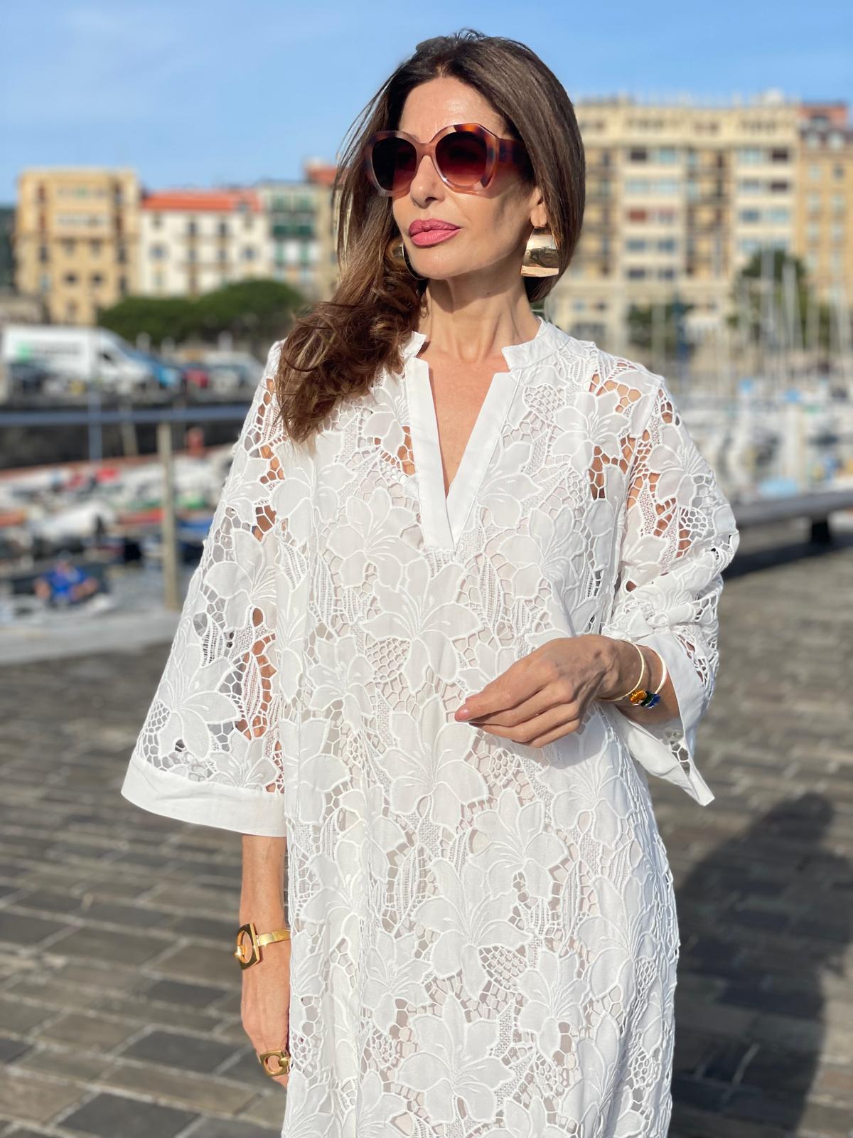 Luana white lace summer dress, view 6