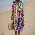 Comfortable Summer Dress, painted floral, front view