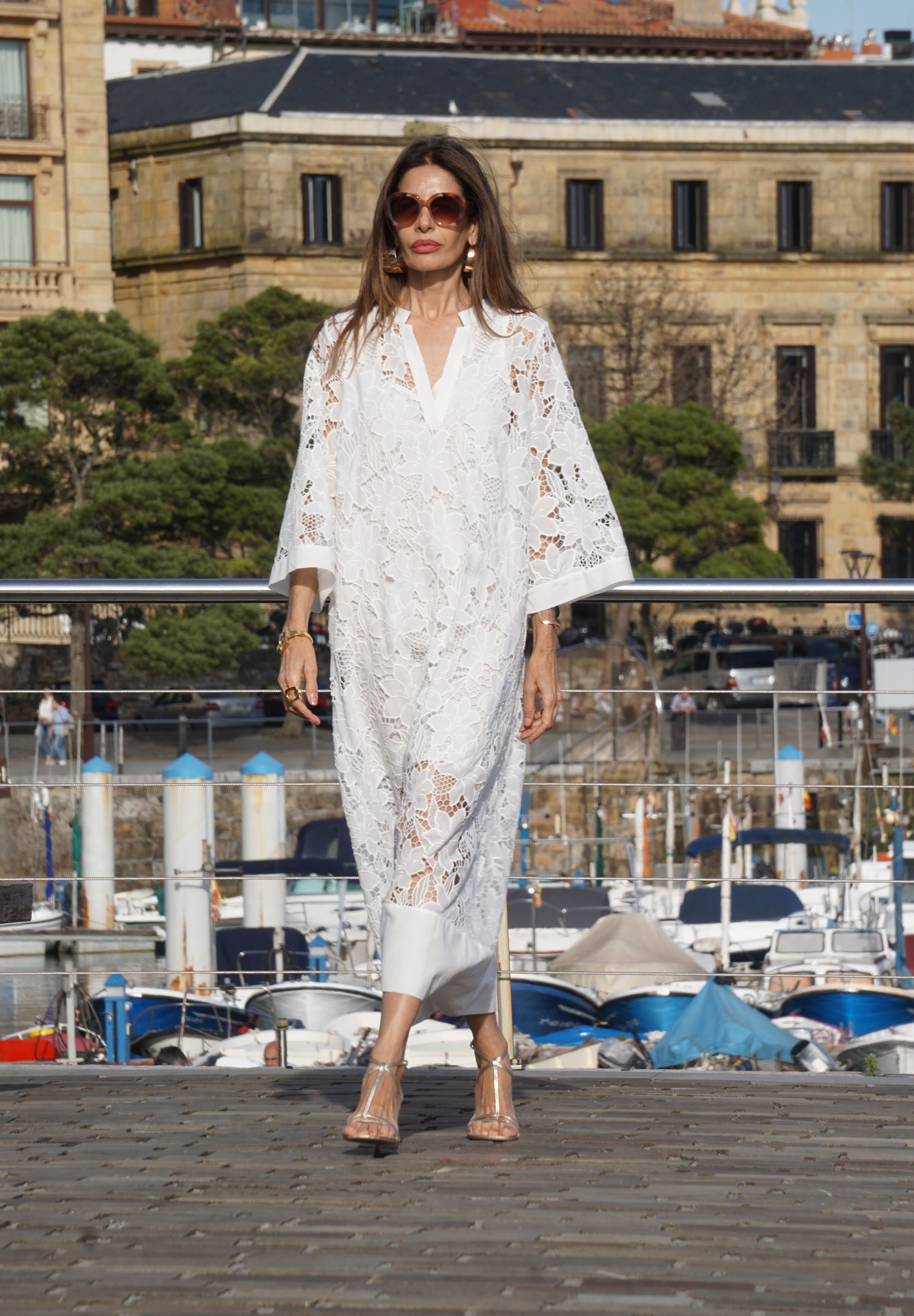 Luana white lace summer dress, view 8