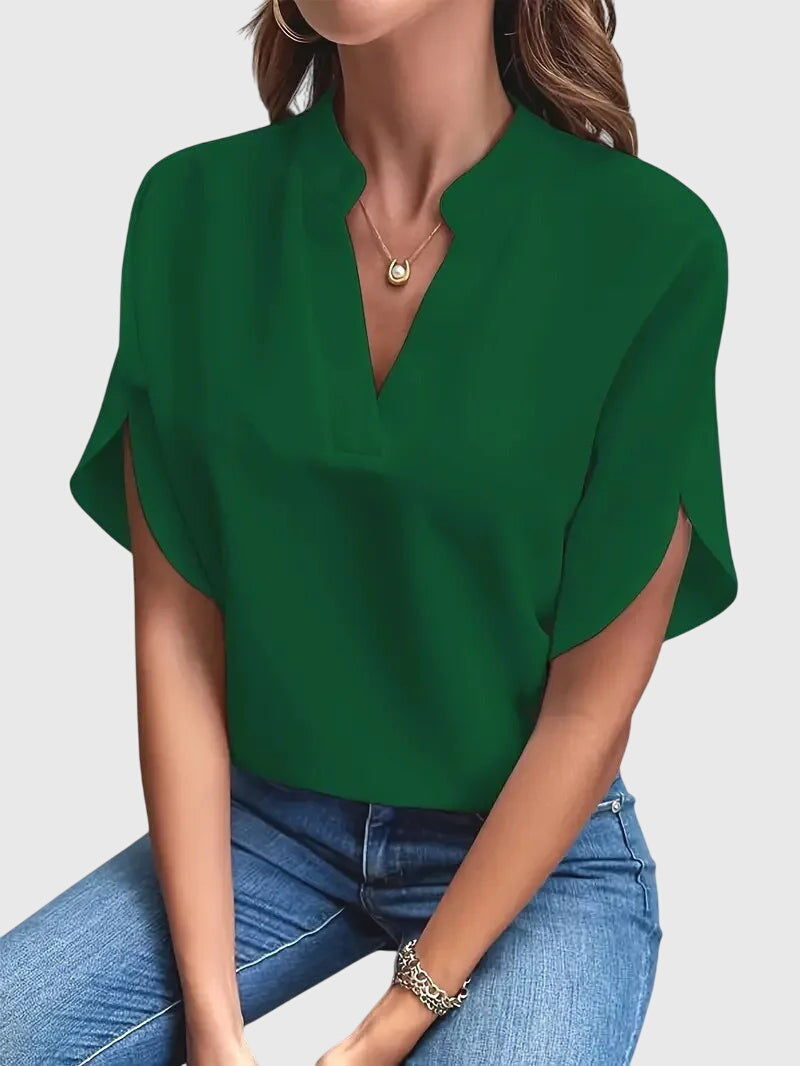 Beatrix soft V-neck shirt in Green, view 4