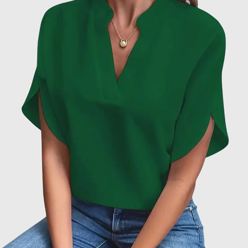 Beatrix soft V-neck shirt in Green, view 4